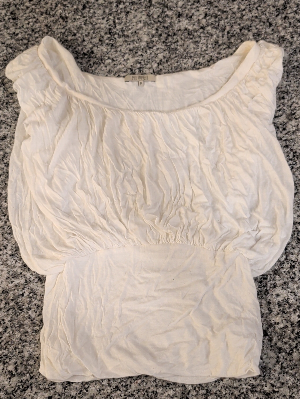 Bordeaux Cream Ruched Scoop-Neck Blouse